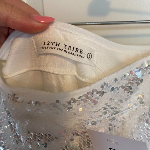 Genevieve White Sequin Trousers - 12th Tribe - Picture 3 of 10